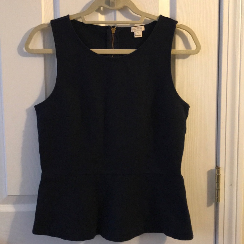J.Crew Navy Ponte Peplum Top
